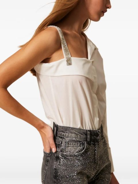TWINSET one-shoulder embellished shirt - White