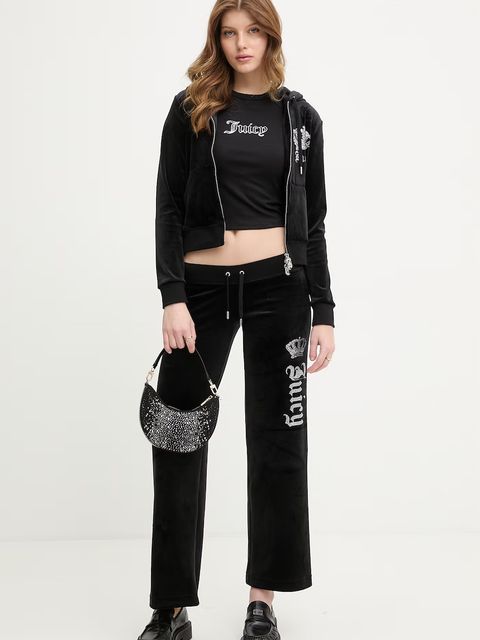 Juicy Couture spodnie dresowe damskie welurowe GOTHIC CROWN - zdjęcie produktu nr 1