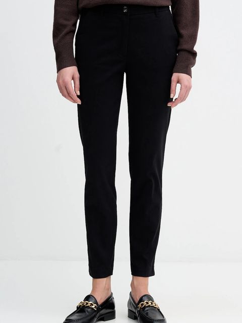 Sisley spodnie damskie kolor czarny proste medium waist 4AI655AH6 - zdjęcie produktu nr 1