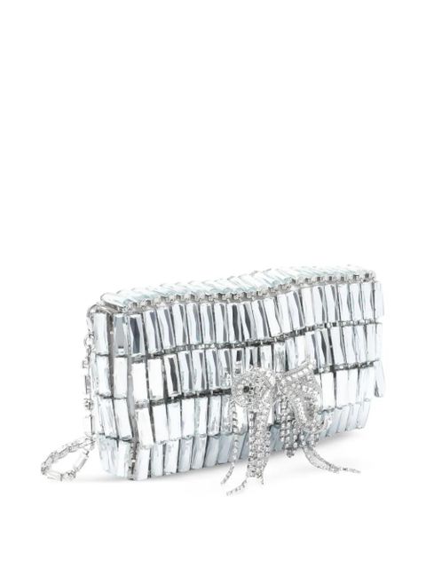 Self-Portrait crystal-embellished bow shoulder bag - Silver - zdjęcie produktu nr 2