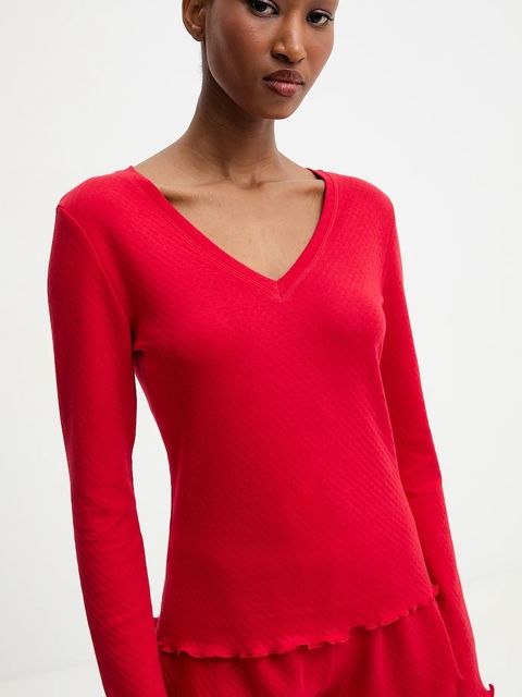 Answear Lab piżama bawełniana kolor czerwony bawełniana