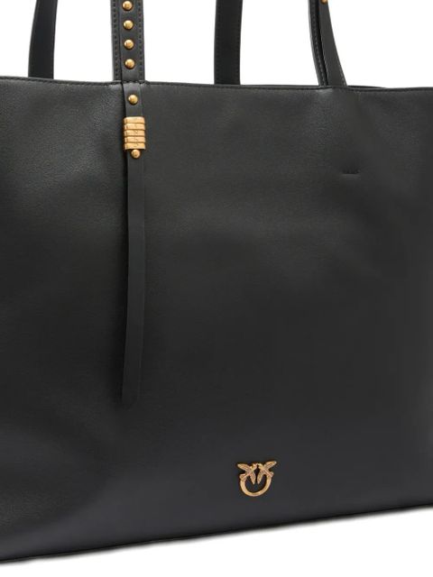 PINKO medium leather studded tote bag - Black