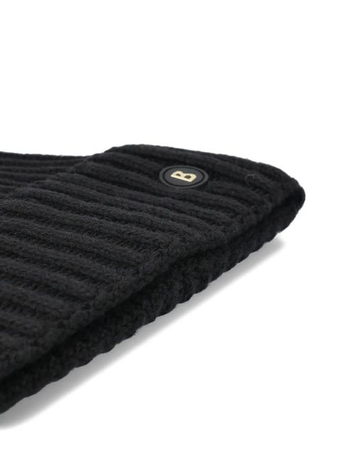 BOGNER pompom ribbed hat - Black