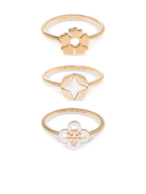 Tory Burch charm-embellished ring (set of three) - Gold - zdjęcie produktu nr 1