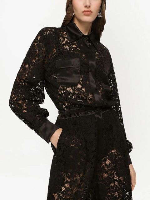 Dolce & Gabbana cordonetto-lace long-sleeve jumpsuit - Black