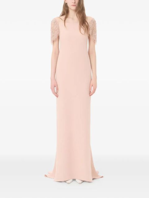 Valentino Garavani embroidered couture cady long dress - Pink