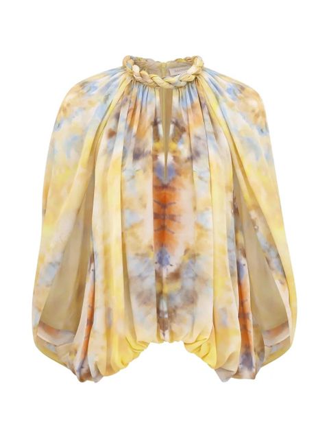ZIMMERMANN Alchemy Twist Billow braided-neck blouse - Yellow - zdjęcie produktu nr 1