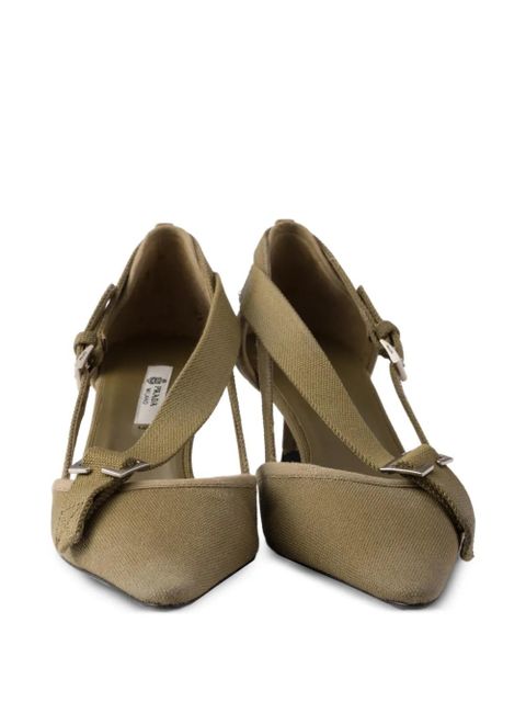Prada point-toe canvas heeled pumps - Green