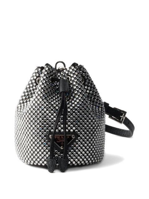 Prada mini Icon satin and crystals keychain charm - Silver - zdjęcie produktu nr 1