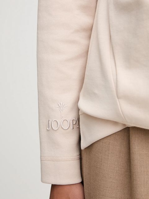 Joop! bluza damska kolor beżowy z kapturem gładka