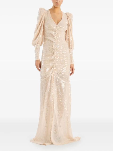 ROTATE BIRGER CHRISTENSEN sequin-embellishment puff-sleeve maxi dress - Pink