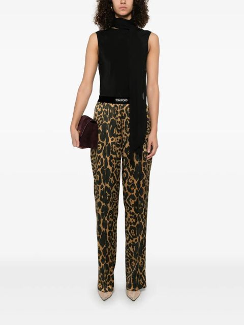 TOM FORD Silk Leopard Pants - Brown - zdjęcie produktu nr 2