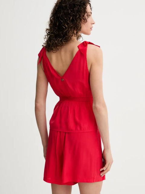 Liu Jo szorty damskie kolor czerwony gładkie high waist VA5172.T2920