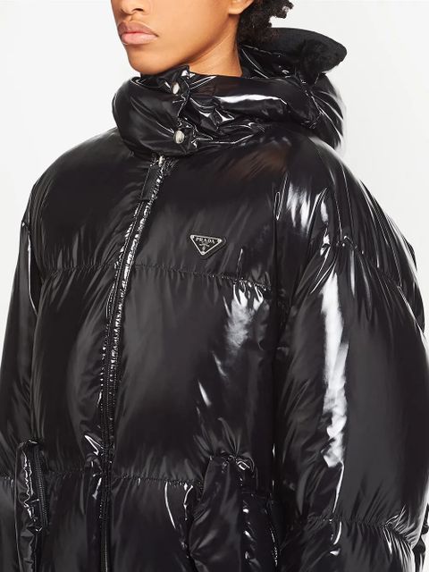 Prada high-shine puffer jacket - Black
