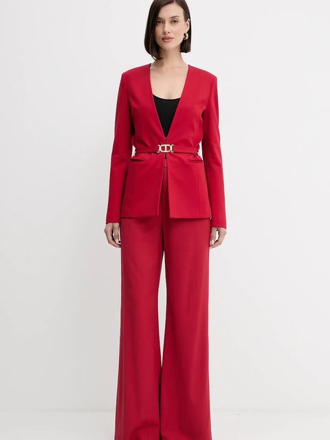 Twinset marynarka kolor czerwony jednorzędowa gładka 252TP2600 - zdjęcie produktu nr 2