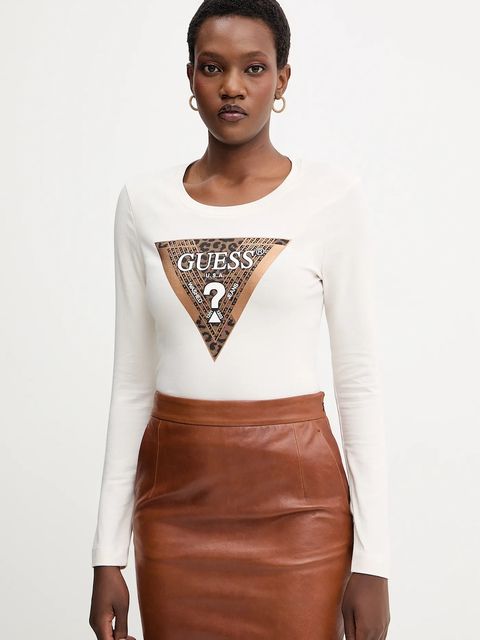 Guess longsleeve LEO damskie kolor beżowy W5BI75 J1314 - zdjęcie produktu nr 1