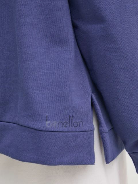 United Colors of Benetton bluza bawełniana damska kolor fioletowy z kapturem gładka 3UNID500R