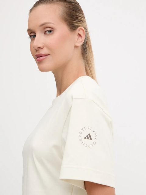 adidas by Stella McCartney t-shirt treningowy damski kolor beżowy JX6775