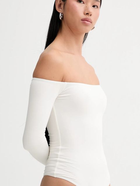 Saint Body body OFF SHOULDR BODYSUIT damskie kolor biały gładka SB.318