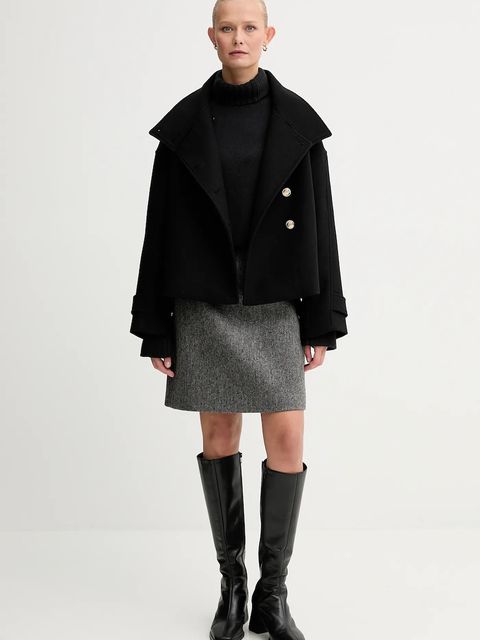 Twinset sweter z dodatkiem wełny damski kolor czarny ciepły z golfem 252TF3023 - zdjęcie produktu nr 2