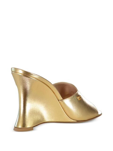 Gianvito Rossi 95mm metallic leather wedge sandals - Gold - zdjęcie produktu nr 2