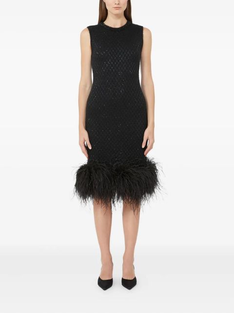 Max Mara Novara beaded feather midi dress - Black