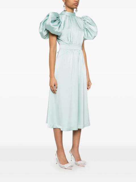 ROTATE BIRGER CHRISTENSEN puff-sleeve satin midi dress - Blue