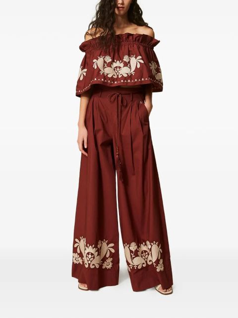 TWINSET floral-embroidered palazzo pants - zdjęcie produktu nr 2