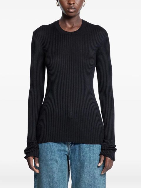 Jil Sander long-sleeve ribbed-knit top - Black - zdjęcie produktu nr 1