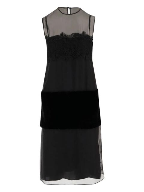 Ferragamo lace-panel midi dress - Black - zdjęcie produktu nr 1