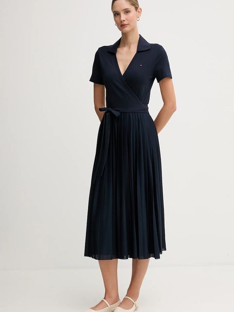 Tommy Hilfiger sukienka kolor granatowy maxi rozkloszowana WW0WW45733