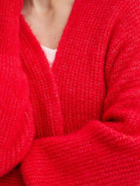 American Vintage East balloon-sleeve ribbed cardigan - Red