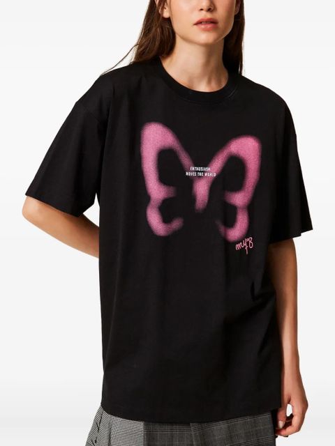 TWINSET Myfo butterfly-print T-shirt - Black