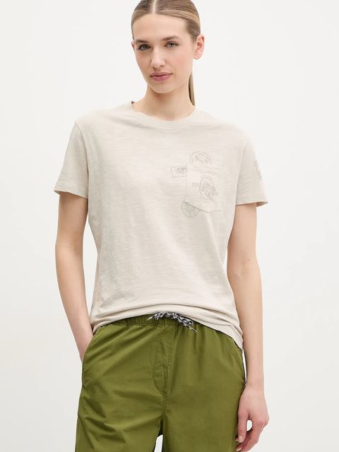 Napapijri t-shirt bawełniany S-Eclair damski kolor beżowy NP0A4IG1N901 - zdjęcie produktu nr 1