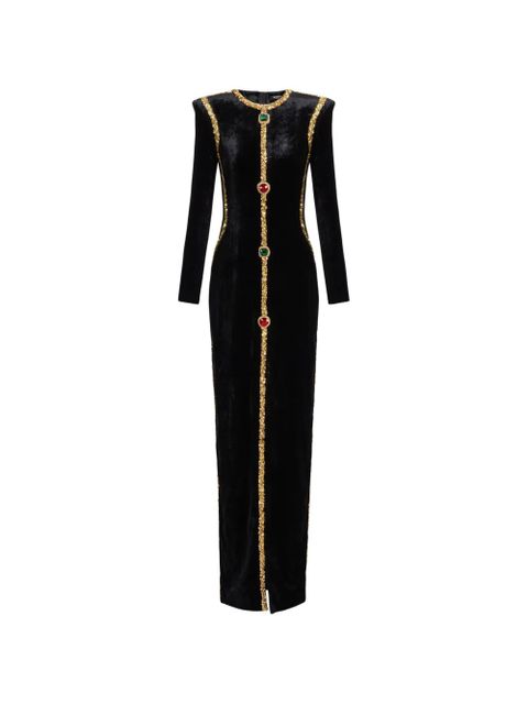 Balmain embellished velvet maxi dress - Black - zdjęcie produktu nr 1