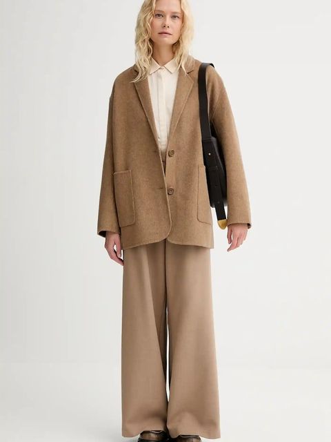 Sessun koszula damska kolor beżowy relaxed z kołnierzykiem klasycznym 23110031