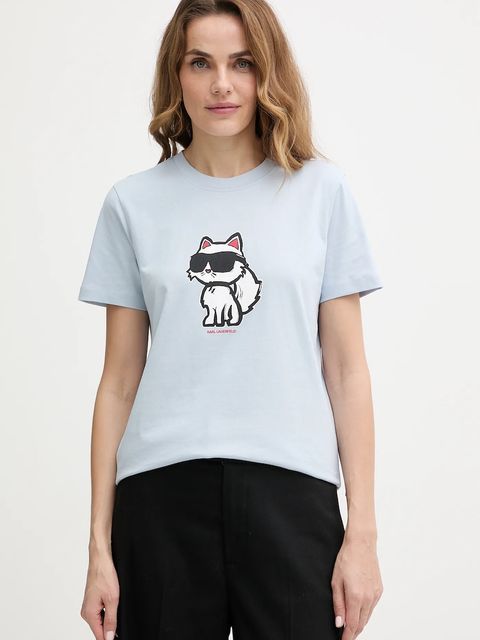 Karl Lagerfeld t-shirt bawełniany damski kolor niebieski A1W17128 - zdjęcie produktu nr 1