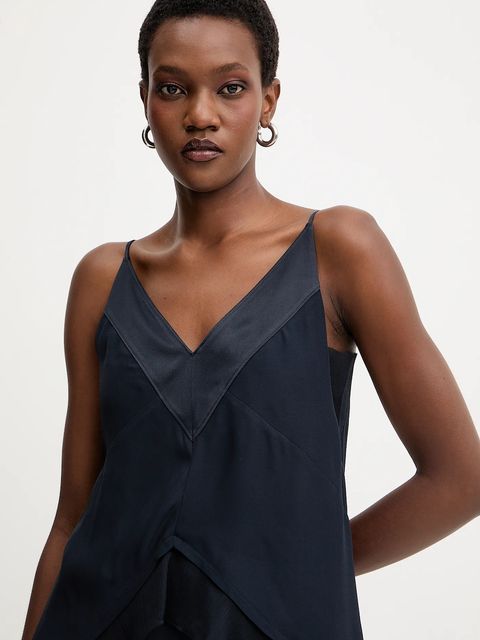 BOSS sukienka kolor granatowy maxi rozkloszowana 50542856