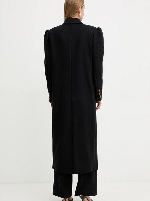 Twinset płaszcz z dodatkiem wełny kolor czarny 252TS2310