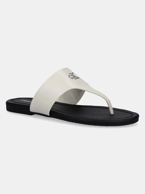 Calvin Klein Jeans japonki FLAT SANDAL TOEPOST MG damskie kolor beżowy na płaskim obcasie YW0YW01691 - zdjęcie produktu nr 1