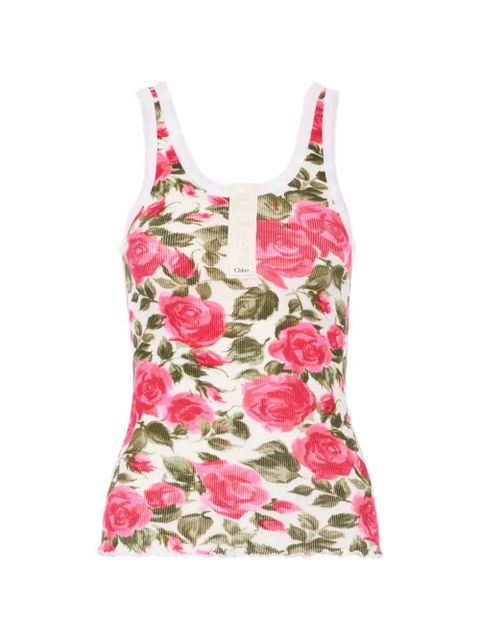 Chloé Henley floral-print tank top - White - zdjęcie produktu nr 1