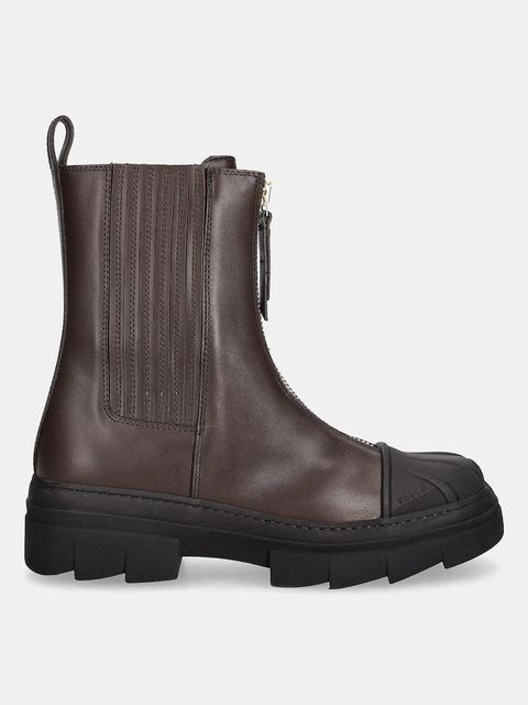 Furla sztyblety skórzane damskie kolor brązowy na płaskim obcasie - zdjęcie produktu nr 2