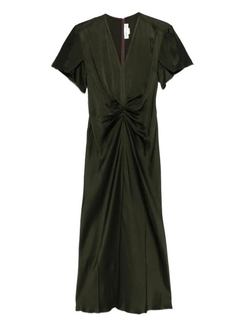 Victoria Beckham twisted V-neck midi dress - Green - zdjęcie produktu nr 1