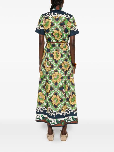 ALEMAIS Liana floral-print shirt midi dress - Blue