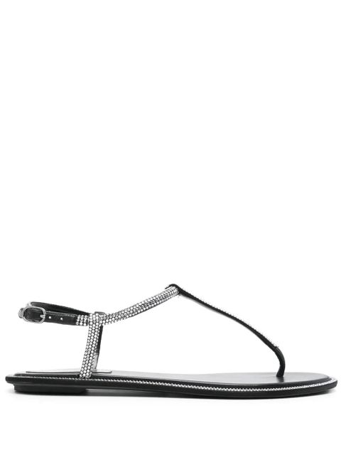 René Caovilla Diana rhinestone-embellished flat sandals - Black - zdjęcie produktu nr 1