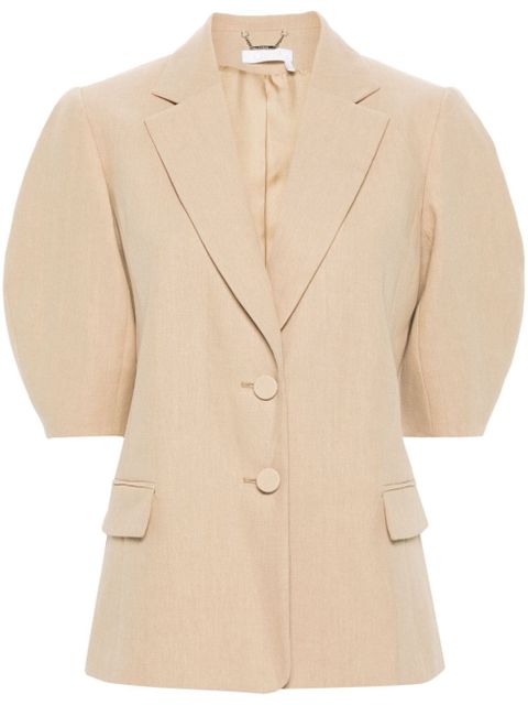 Chloé balloon-sleeve linen jacket - Neutrals - zdjęcie produktu nr 1
