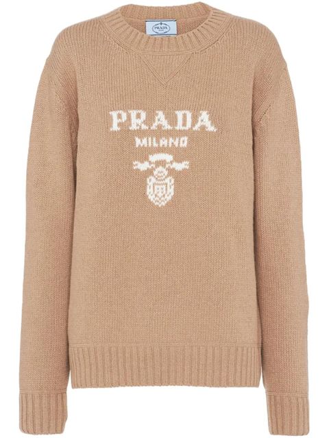 Prada logo-intarsia cashmere jumper - Brown - zdjęcie produktu nr 1