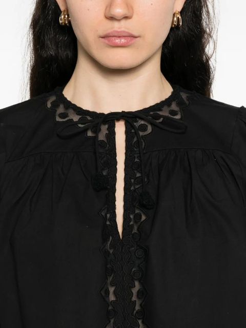 Ulla Johnson Kady lace-embroidery long-sleeve blouse - Black