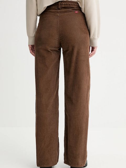 Levi's spodnie sztruksowe RIBCAGE WL BRAIDED damskie kolor brązowy szerokie high waist 001US