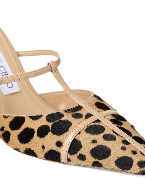 Jimmy Choo 85mm Gloria t-strap mule - Brown